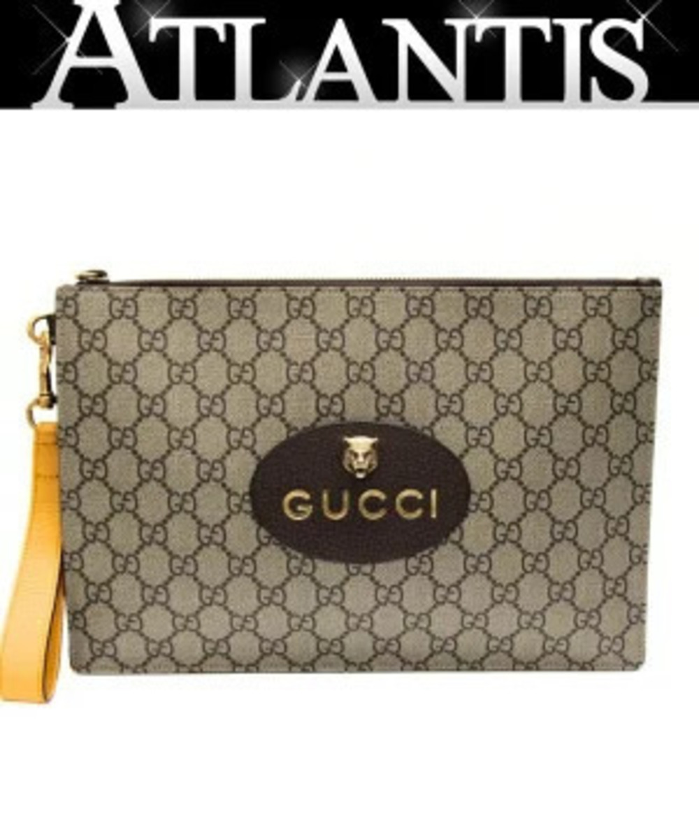 Gucci Neo GG Supreme Clutch Bag Beige Cream